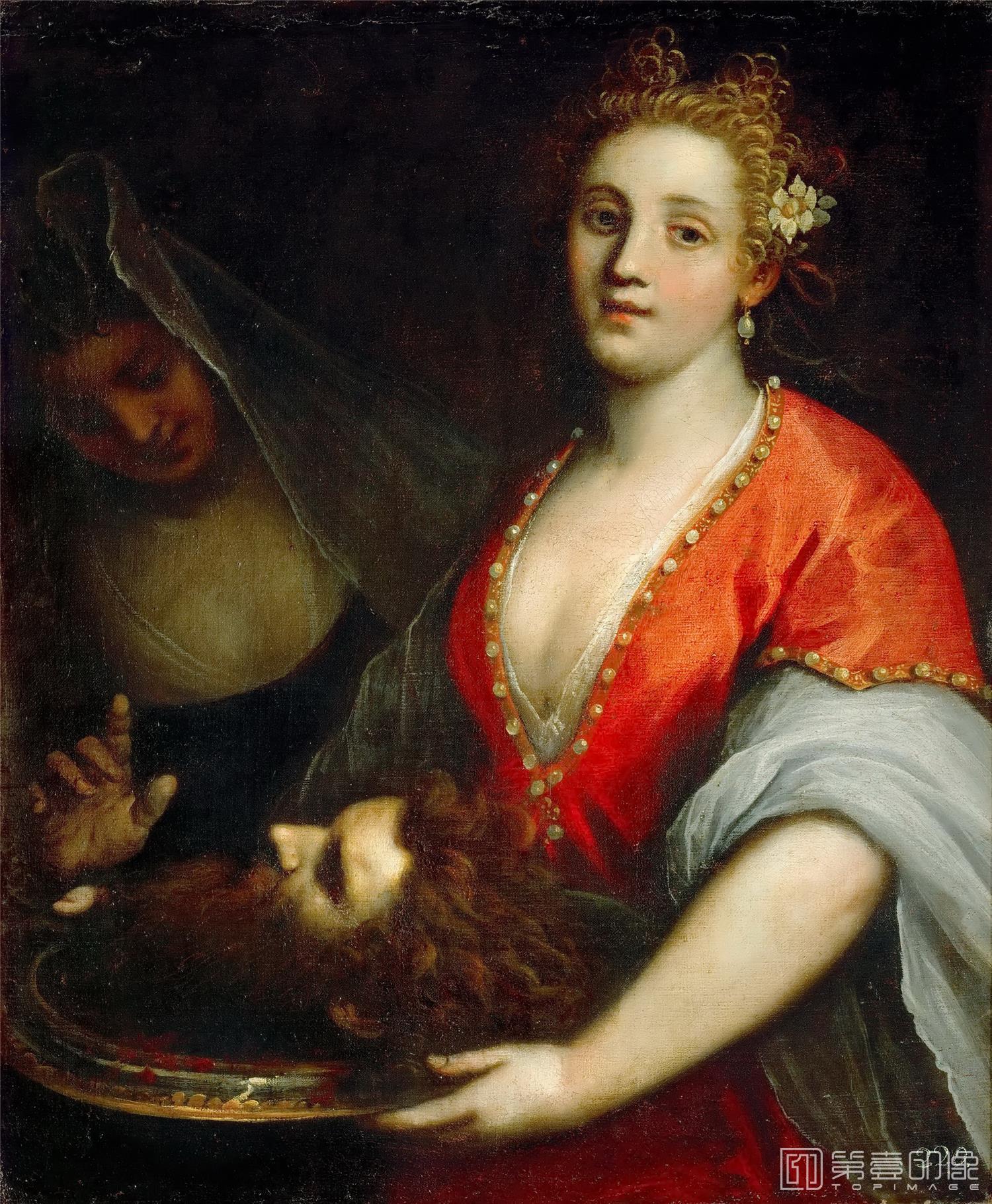 油画-奥地利维也纳艺术史博物馆-Jacopo Palma, il giovane Salome with the Head of Saint John the Baptist-390